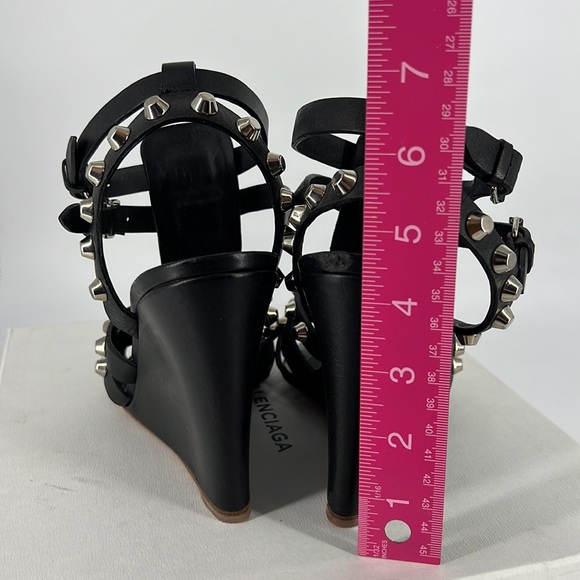 Balenciaga 41 Arena Gladiator Roman Black Large Stud studded Wedges Sandals E837 - Picture 8 of 17